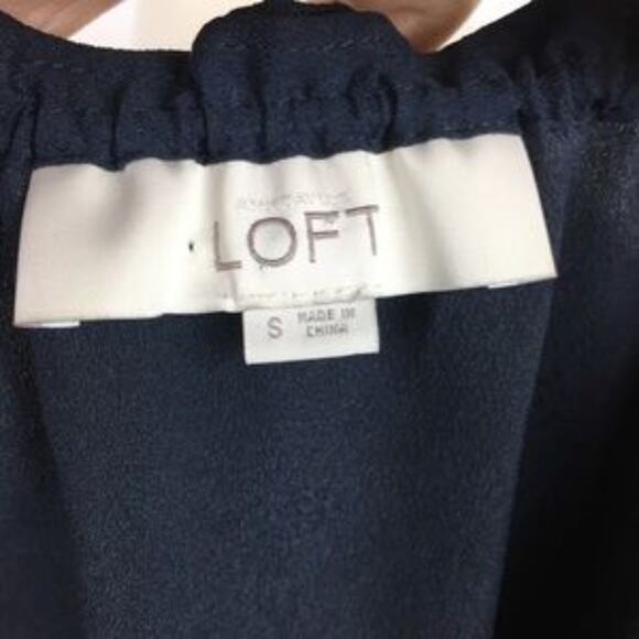 Loft Navy Short Sleeve Elastic Waist  Fit & Flare  Dress Small - Picture 6 of 6